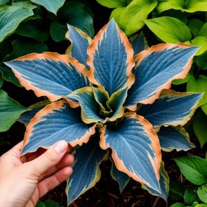 Хоста Океан Вью купить по цене от 960р. в интернет-магазине «Посадика» с доставкой почтой в в Мантуровое и по всей России – [изображение №1].