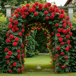 Роза плетистая Алый Триумф купить по цене от 319р. в интернет-магазине «Посадика» с доставкой почтой в в Мантуровое и по всей России – [изображение №1].